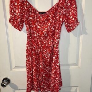 SHEIN Red Floral Mini Dress